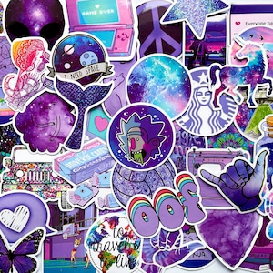 Pack Of 50 VSCO Purple Stickers, Purple Sticker Pack, Waterproof Sticker Bundle, Die Cut Stickers, Sticker Pack, VSCO Sticker Pack, Purple