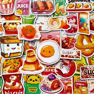 Pack Of 50 Cute Cartoon Food & Drink Stickers, Cute Sticker Pack, Waterproof Sticker Bundle, Die Cut Sticker, Cute  Food And Drink Stickers