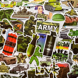 Pack Of 50 Cartoon Solider Stickers, Army Sticker Pack, Waterproof Sticker Bundle, Die Cut Stickers, Kids Sticker Pack, Solider Stickers