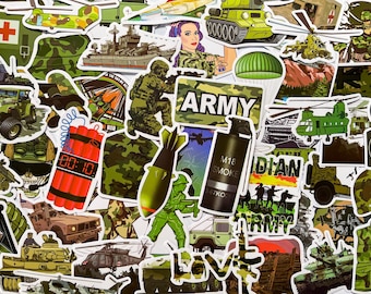 Pack Of 50 Cartoon Solider Stickers, Army Sticker Pack, Waterproof Sticker Bundle, Die Cut Stickers, Kids Sticker Pack, Solider Stickers