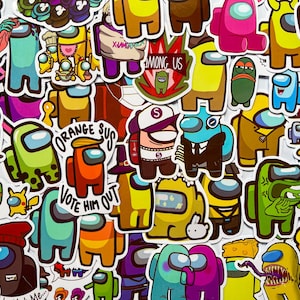 Pack Of 50 Among Us Stickers, Gaming Sticker Pack, Waterproof Sticker Bundle, Die Cut Stickers, Among Us Stickers, Gaming Stickers, Among Us