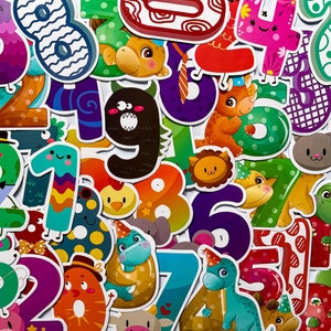 Pack Of 50 Number Stickers, Children Number Sticker Pack, Waterproof Sticker Bundle, Die Cut Stickers, Kids Sticker Pack, Numeracy Stickers