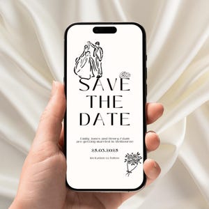 Fun Illustrated Save the Date Evite | Handwritten style design, Online Save the Date Card | Instant Download, Email whatsapp Invite, Canva