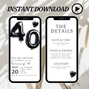 Editable 40th Birthday Video Invitation: Canva Template (Digital Download)