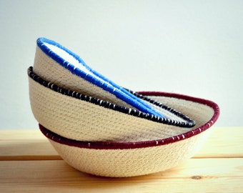 Three small decor bowls for a home office or as a bedside tray.