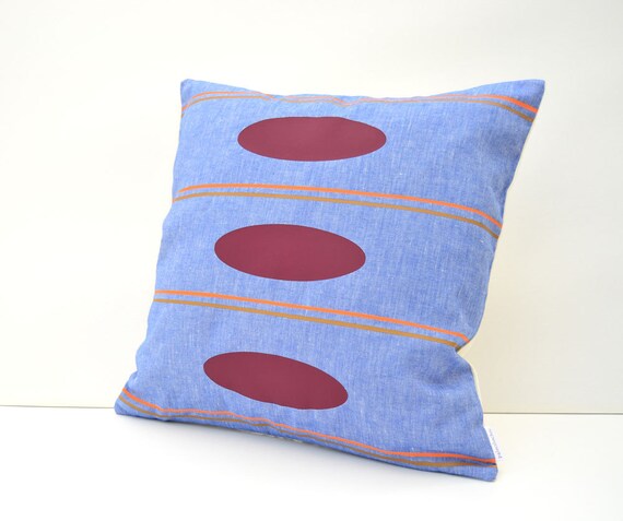 Geometric pillow, Pattern print pillow, Cotton pillow cover, Blue cotton pillow, Housewarming gifts, Retro style decor, Mid century modern