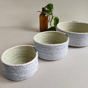 Nesting set of cotton rope baskets short for a Mediterranean decor. A set of nesting baskets for fruits, bread or as a centrepiece bowl. image 10