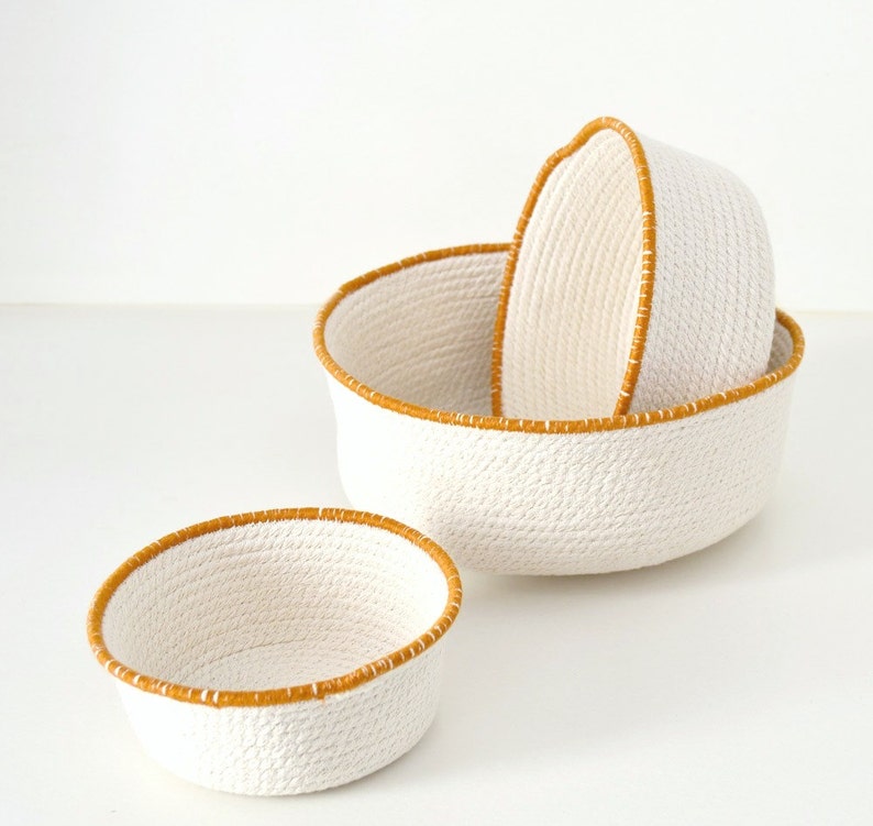 Nesting Set of Cotton Rope Baskets Short for a Mediterranean Etsy UK