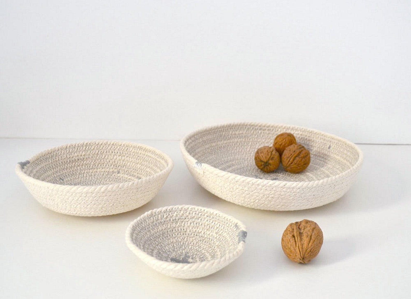 Entryway Key Bowls Made of Cotton Rope in a Set of 3 Bowls in Etsy
