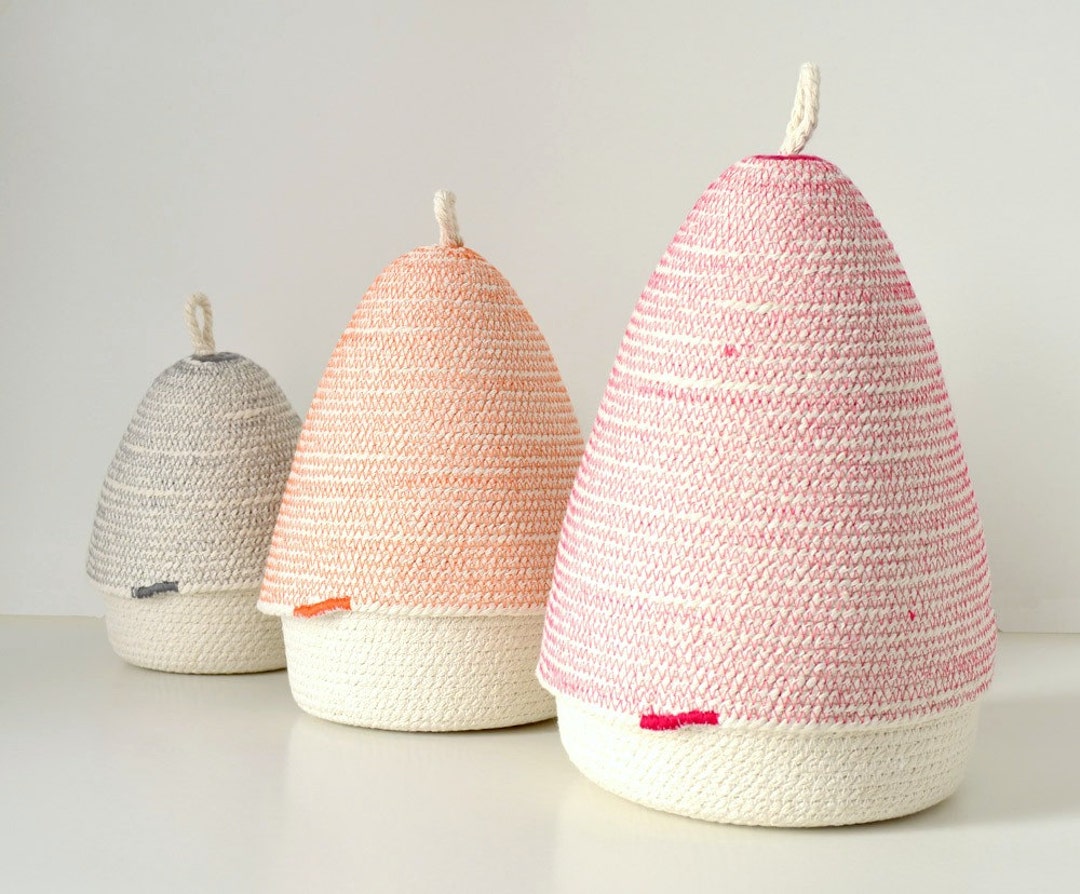 Boho Cotton Rope Box With Lid: Handmade Cone Storage - Etsy