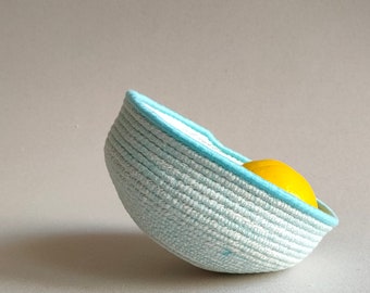 Handcrafted Cotton rope fruit bowl - Coastal Mediterranean outdoor-indoor decor - Modern design - 100% Cotton - Two Sizes & Six Colors