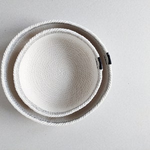 Cotton rope basket for a Scandinavian decor. Small rope baskets for a entryway key bowl or to put away little toys for a safe kids playroom image 9