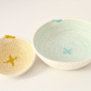 Bread basket in aquamarine and mustard image 6