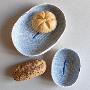 Oval Rope Trays, Cotton made Rope Baskets, Key Holder Plate, Catch-All Tray, Mediterranean Style Kitchen & Table Decor. Six colors available