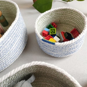 Nesting set of cotton rope baskets short for a Mediterranean decor. A set of nesting baskets for fruits, bread or as a centrepiece bowl. image 3