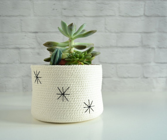 Succulent pot, Indoor planter, Nordic style, Yarn storage Bathroom basket, Plant pot Cotton pot, Natural decor Planter container Kids basket