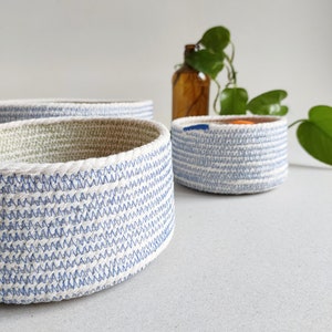 Nesting set of cotton rope baskets short for a Mediterranean decor. A set of nesting baskets for fruits, bread or as a centrepiece bowl. image 4