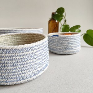 Nesting set of cotton rope baskets short for a Mediterranean decor. A set of nesting baskets for fruits, bread or as a centrepiece bowl. image 8