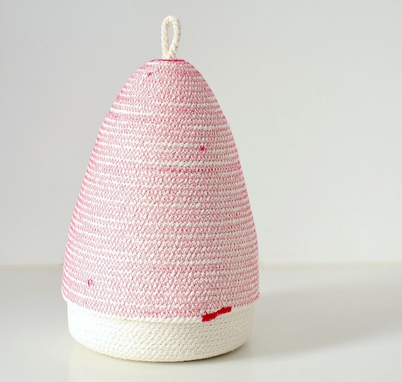 Boho style box, Gift box, Jewellery box, Wedding gifts, Coiled cotton bowls, Rope box Cotton rope bowls Cotton beach decor fuchsia and white