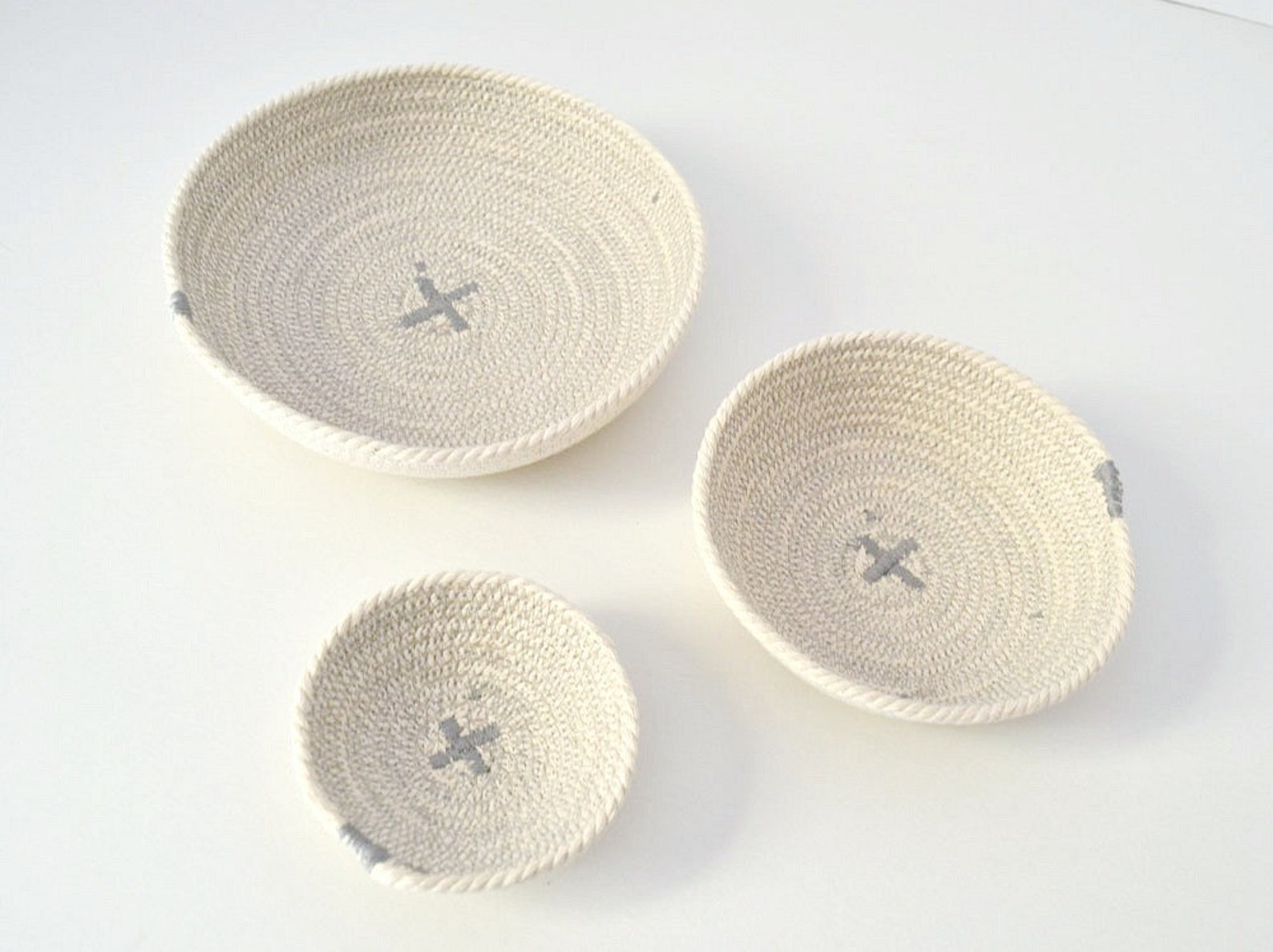 Entryway Key Bowls Made of Cotton Rope in a Set of 3 Bowls in Etsy