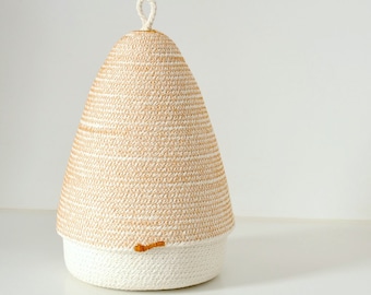 Cotton rope basket with lid for a cheerful decor Colourful box decor for any room: Kids, office, bathroom or living area.