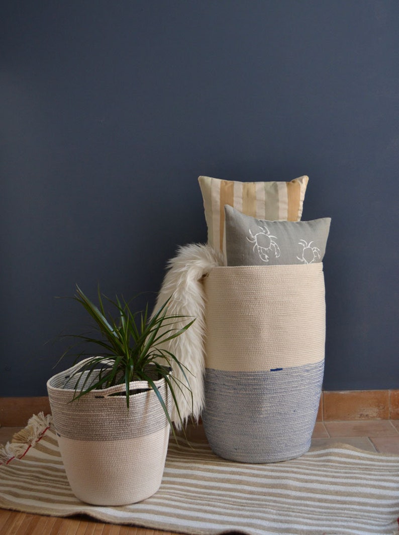 Rope laundry basket bin for blankets additional storage Etsy