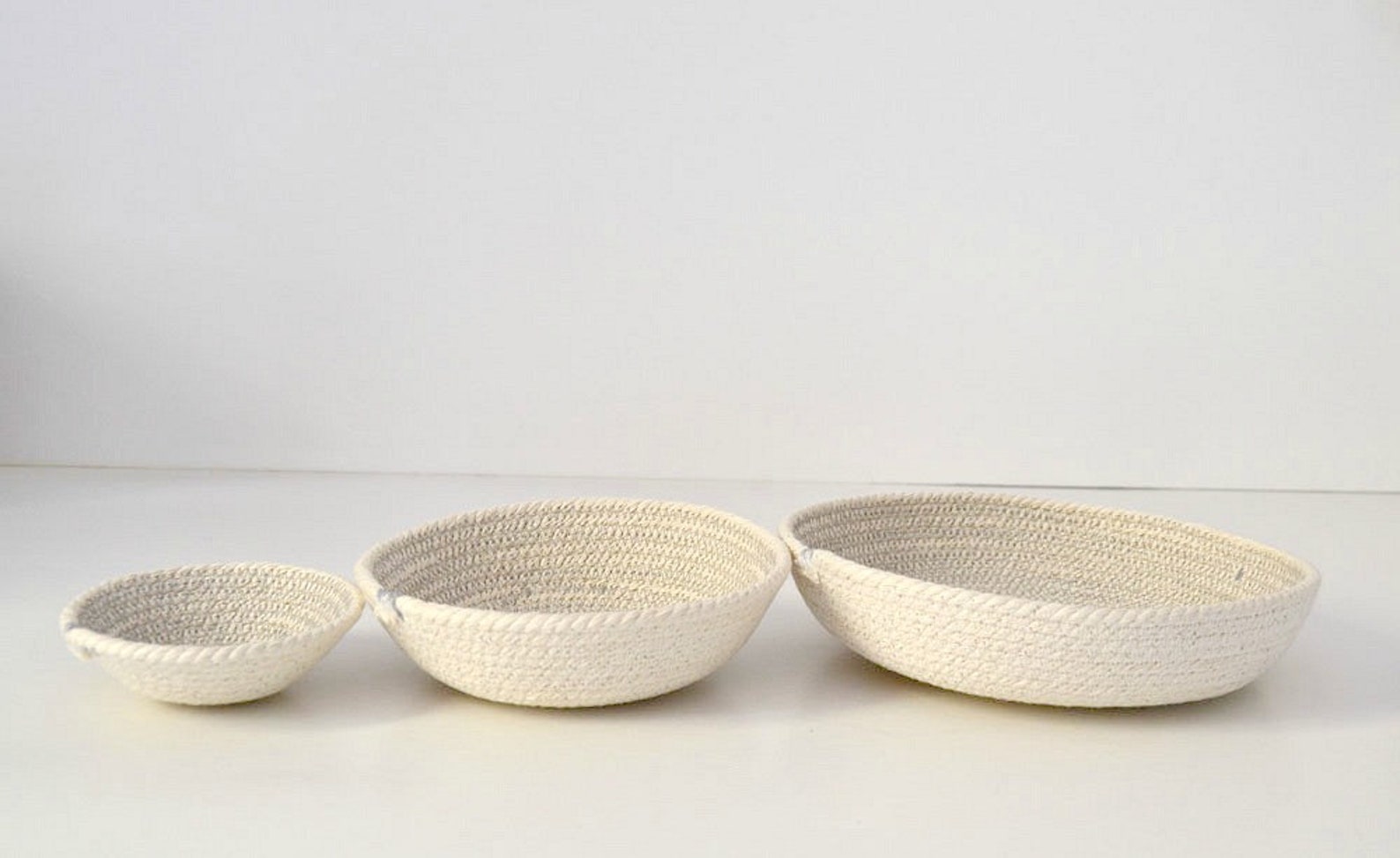 Entryway Key Bowls Made of Cotton Rope in a Set of 3 Bowls in Etsy