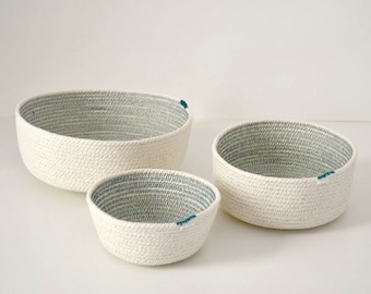 Cotton bowls, Coil rope baskets, Rope bowls, Scandinavian decor, Stylish simple decor, Cotton housewares, Baskets and bowls, Rope baskets