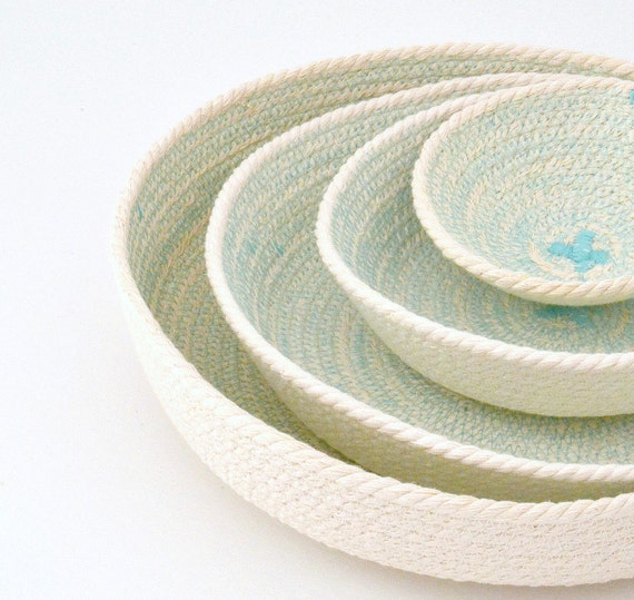 Key holder bowl, Office bowl decor, Cotton rope basket, Office organiser, Small basket storage, Set of plates, Wedding gifts, Coiled baskets