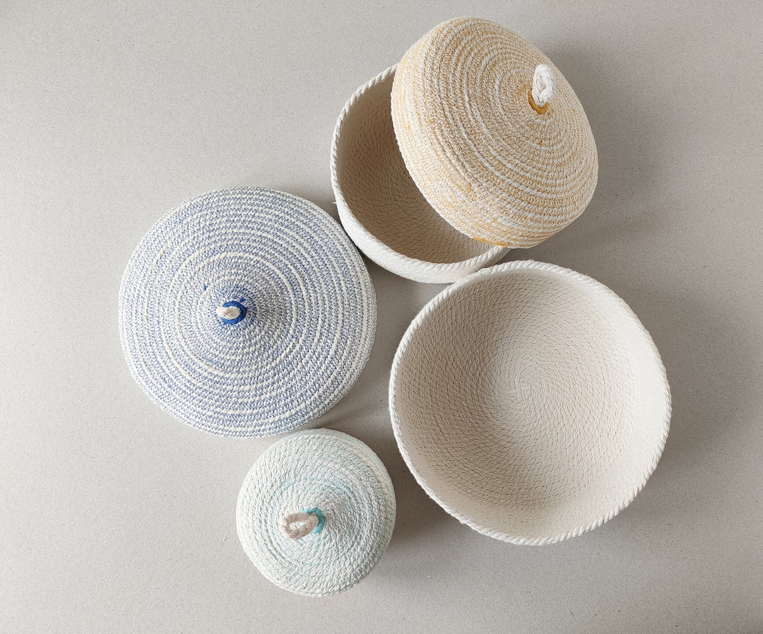 Boîte De Rangement En Corde De Coton Avec Couvercle : Organiseur Pour Chambre De Bébé Et Entrée - France