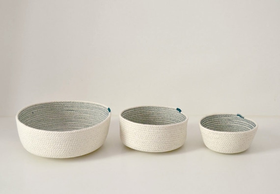 Cotton bowls, Coil rope baskets, Rope bowls, Scandinavian decor, Stylish simple decor, Cotton housewares, Baskets and bowls, Rope baskets