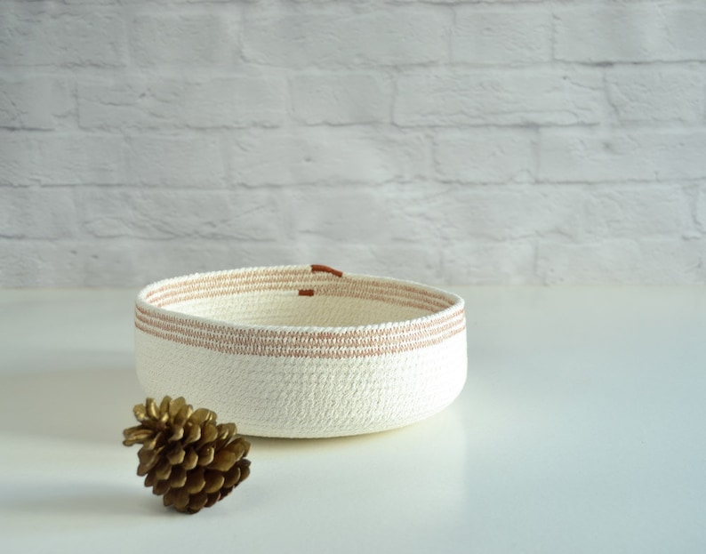 Cotton rope basket for a Scandinavian decor. Small rope baskets for a entryway key bowl or to put away little toys for a safe kids playroom image 4