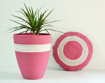 Pink basket, Spring home decor, Large basket, Girls bedroom, Storage basket, baby shower basket, Tribal decor, Colourful basket