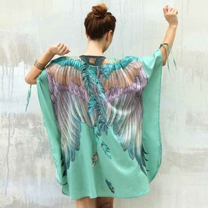 Angel Wings Kimono Dress, Kaftan Dress, Womens Clothing Boho, Rave Festival Clothing, Fairy Dress For Women, Beach Cover Up, Japanese Pareo image 1