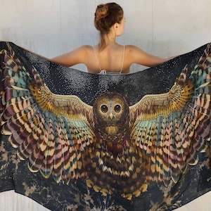 Night Owl ~ Owl wings scarf costume best festival clothing women - Owl wrap shawl pashmina best Mothers Day gift for grandma
