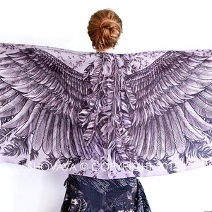 Purple Dragon Wings Shawl, Angel Wings Wrap Shawl, LARPing Accessories, Whimsigoth Scarf, Bat Scarf, Cloak, Rave Pashmina, Ren Faire image 1