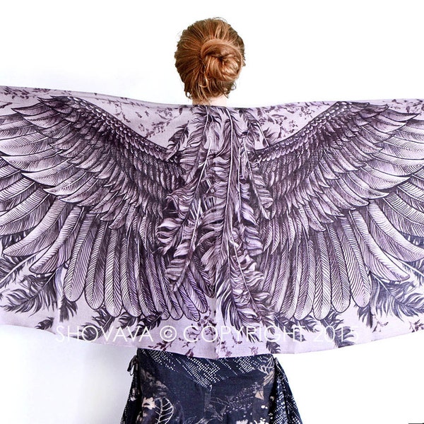 Purple ~ Dragon Wings Shawl, Angel Wings Wrap Shawl, LARPing Accessories, Whimsigoth Scarf, Bat Scarf, Cloak, Rave Pashmina, Ren Faire
