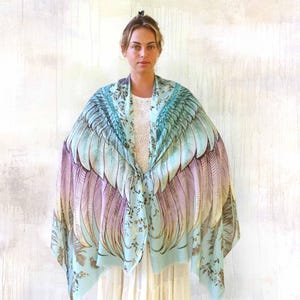 Blue Vintage Wing Scarf Best Burning Man Clothing - Wing Cape Rave Pashmina Unique Summer Festival Clothing ~ Wings Shawls and Wraps