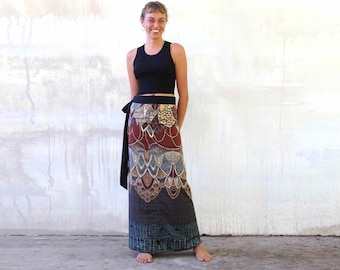 Boho Skirt,  Festival Clothing, Long Wrap Skirt, Womens Clothing Boho, Beach Skirt, Ren Faire Costume, Black Gypsy Skirt, Low Waist Skirt