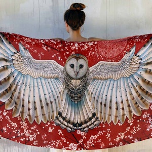 Cherry ~ Owl Wings Shawl, Festival Clothing, Unique Scarves and Bandanas, Rave Accessories, Feather Wings Shawl, Owl Scarf,Bird Wrap Scarf