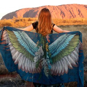 Jasper Bird Wings Scarf, Feather Scarf, Accessories For Mom, Oversized Shawl, Mothers Day Gift, Wings Wrap, Festival Pashmina, Silk Sarong image 5