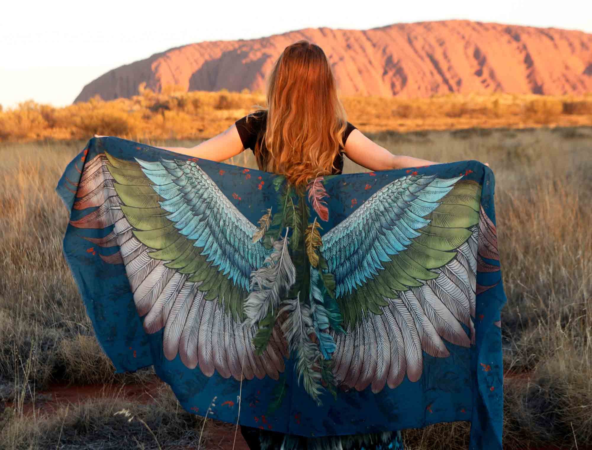 Hong Feather Shawl Fashion Scarf, Bird for Her, Silk Wings Festival Wings Etsy Wing - Kong Jasper Scarf, Shawl, Gift, Oversized Pashmina, Gift Sarong, Wrap