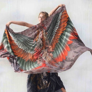 Bird Spark Wing Shawl, Anniversary Gift For Her, Bird Feather Wrap Shawl, Festival Accessories, Rave Pashmina, Sarong, Bird Scarf, Shovava image 1