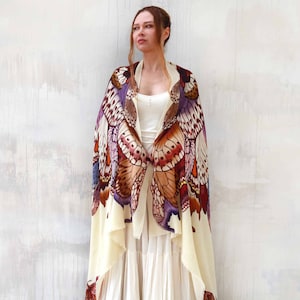 Brown Butterfly Wing Shawl, Mothers Day Gift For Grandma, Festival Clothing Women, Moth Cape,Accessories For Mom,Fairy Wings Rave Pashmina image 3