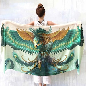 UKRAINIAN Children Fundraising - PREORDER - Limited Edition Phoenix Scarf, Emerald Green Shawl, Ukraine Donation, Support Ukraine, Charity