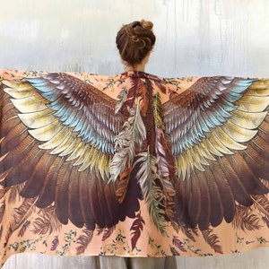 Bird Wing Shawls And Wraps, Mothers Day Gift For Grandma, Spring Festival Clothing, Saffron Feather Shawl, Accessories For Mom,Rave Pashmina