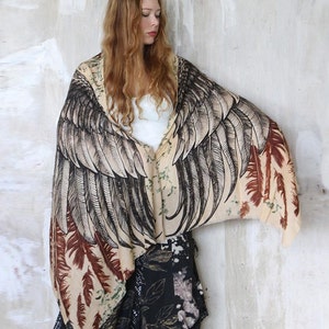 Wings Scarf, Festival Clothing, Bird Wings Shawl, Whimsigoth Shawl, Angel Wings Scarf, Bird Feather Scarf, Rave Pashmina, Mothers Day Gifts image 4