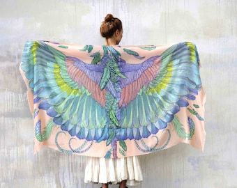 Dulce ~ Wings Scarf, Festival Pashmina, Mothers Day Gift, Feather Cape, Accessories For Mom, Fairy Wings Wrap Shawl, Spring Clothing, Rave