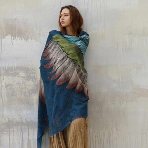 Pashmina shawl with printed wings for women