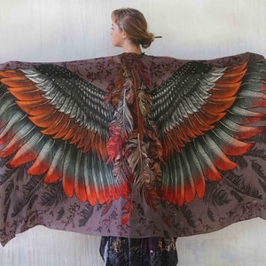 Bird Spark Wing Shawl, Anniversary Gift For Her, Bird Feather Wrap Shawl, Festival Accessories, Rave Pashmina, Sarong, Bird Scarf, Shovava image 5